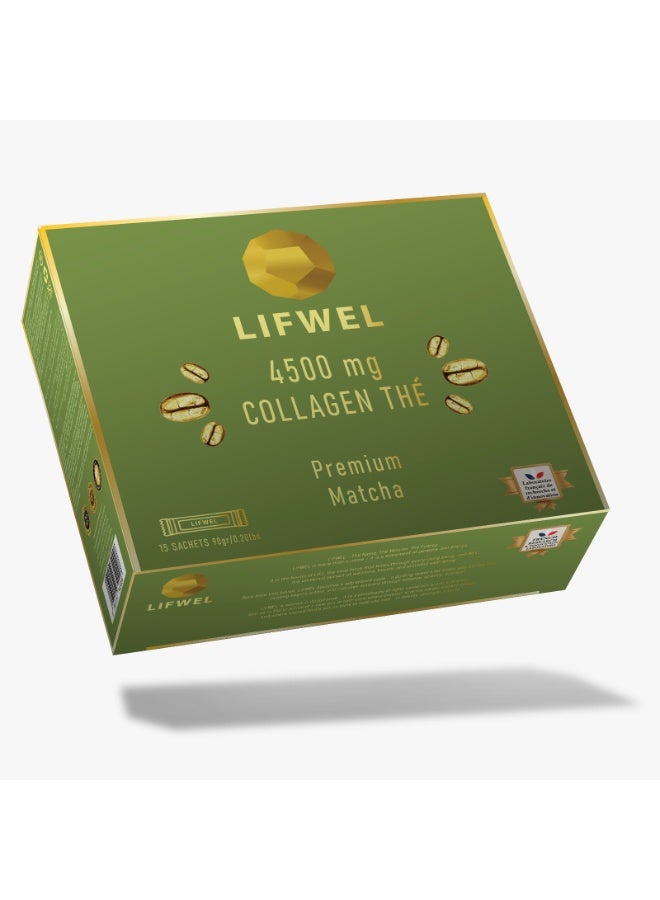 Lifwel Collagen Tea 4500 mg – Premium Matcha Collagen Sachets (15 Sachets). | Sugar Free | Gluten Free | Lactose Free | Halal Certified - Image 1